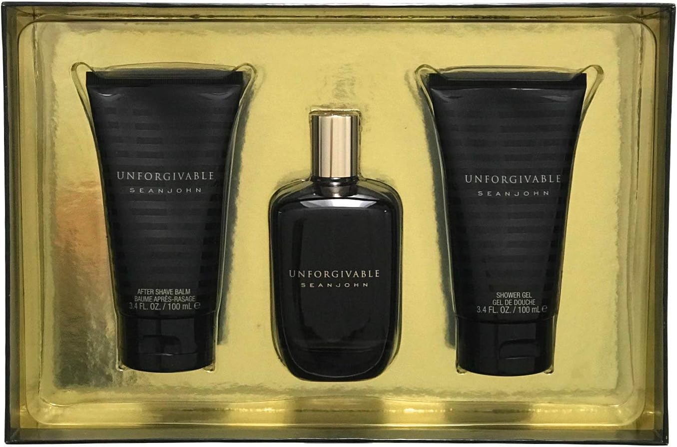 Fragancia Unforgivable de Sean John Set de Regalo para Hombre (3 Piezas)