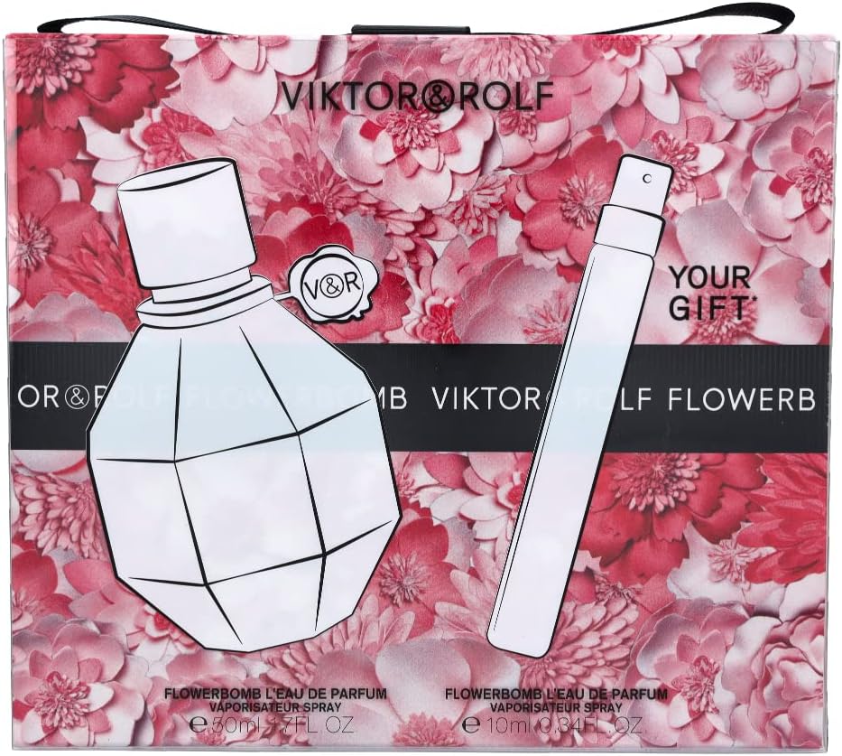 Fragancia Flowerbomb Viktor and Rolf Set de Regalo Para Mujer EDP 50 ml+Travel Size