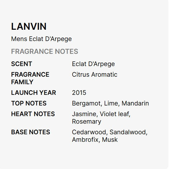 Fragancia Lanvin Éclat d’Arpège Pour Homme EDT 100 ml